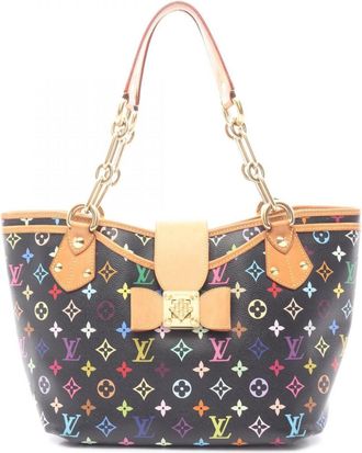 Louis Vuitton Black Multi-Color Noir Coated Canvas Leather Handbag Tote Bag (Pre-Owned)