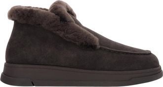 Estro & Luminara High-Top Velours Loafers met Bontvoering - Dames - Winterlaarzen - Bruin - 37 EU - Leer - Schoenen