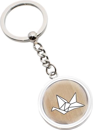 Generic Origami Bird Design Metal Round Keyring Personalised with a Short Message, in a Gift Bag