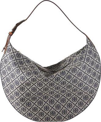 Tory Burch T Monogram Balloon Bag - Dames - Schoudertassen - Blauw - ONE Size - Su&egrave;de - Tassen