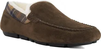 Dune London Mens Fofo - Shearling Moccasin Slippers - Brown Suede - Size Large
