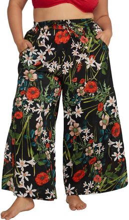 Artesands Grainger Floral Cover-Up Pants in Black at Nordstrom, Size 8-10 Us