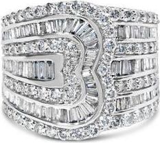 House of Brilliance 10K White Gold 2 1/2 Cttw Diamond Multi-Row Bypass Ring at Nordstrom, Size 7