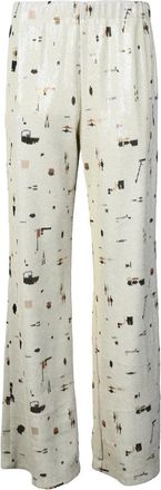 Alysi Sequin High-Waisted Trousers - Cream