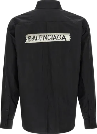 Balenciaga Mens Black Cotton Blouse