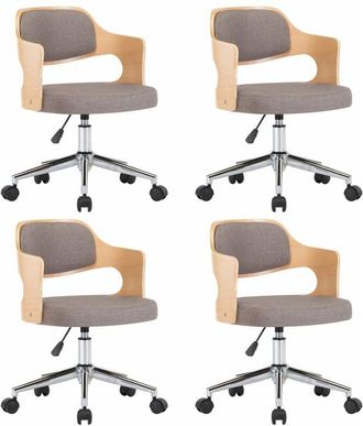 vidaXL Sillas Comedor Giratorias 4 Uds Madera Curvada Tela Gris Taupe Vidaxl