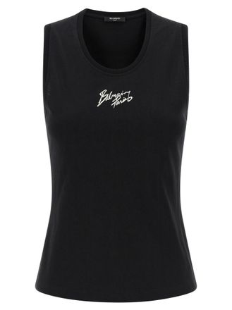 Balmain Black Balmain Paris print top