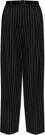 Dolce & Gabbana Nadelstreep Broek - Dames - Wijde Broeken - Zwart - XS - Wol - Broeken