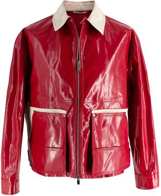 Valentino Garavani Valentino Red Vinyl Trucker Jacket Size M