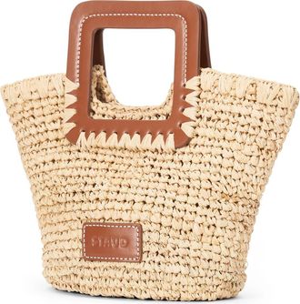 Staud Shirley Raffia Mini Bucket Bag in Natural/tan at Nordstrom
