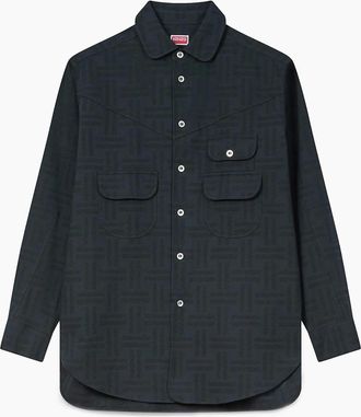 Kenzo Mens Weave Workwear Overshirt Black - Size: 38/Regular