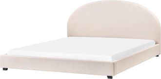 Beliani Cama matrimonial de tejido beige 180x200