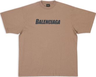 Balenciaga Caps T-shirt Boxy Fit Tan 651795TNVL17761