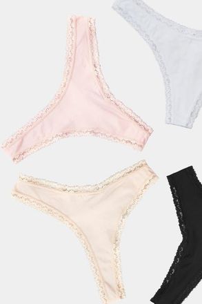Stripe and Stare Thong Four Pack in Sand Essentials at Nordstrom, Size Large Uk