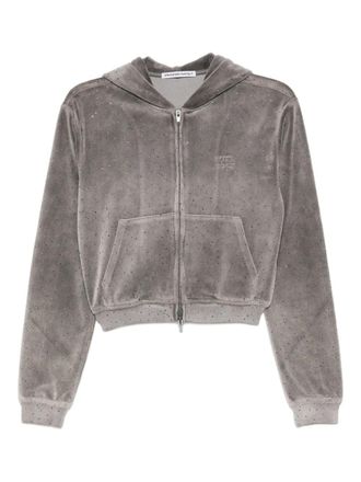 Alexander Wang crystal-embellished zipped hoodie - Grey
