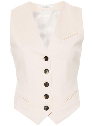 Philosophy di Lorenzo Serafini V-neck strap-detail waistcoat - women - Elastane/Polyester/Wool/Viscose - 44 - Neutrals