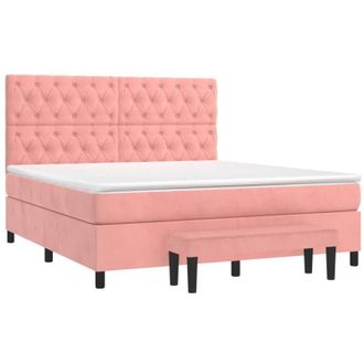 vidaXL Vidaxl - Cama Box Spring Con Colch&oacute;n Terciopelo Rosa 160x200 Cm