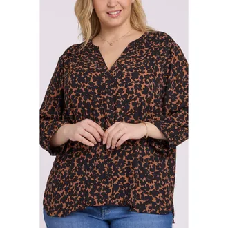 NYDJ Pintuck Top in Moonflower Mocha at Nordstrom, Size 2X