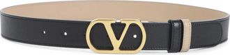 Valentino Garavani Zwarte Leren Riem Elegant Ontwerp - Dames - Riemen - Zwart - 80 CM - Leer - Accessoires