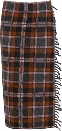 Guest In Residence Multicolor Plaid Wrap Fringed Panel Skirt