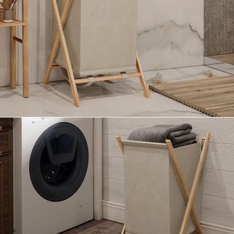 Vicco Cesto Para La Ropa Sucia Bruno, Beige, 40 X 64 Cm, Vicco