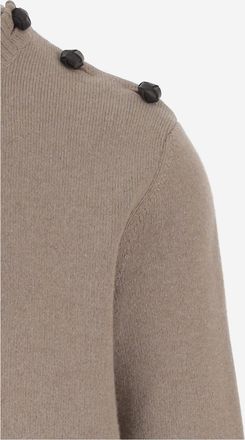 Bottega Veneta Mens Wool Sweater With Zip And Pocket Beige