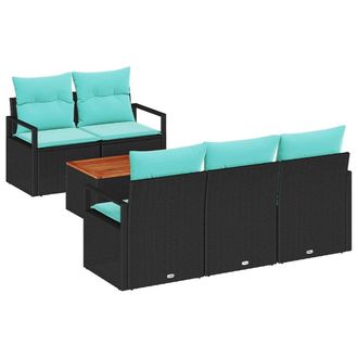 vidaXL Conjunto De Sof&aacute;s De Jard&iacute;n 6 Pcs Negro Rat&aacute;n Sint&eacute;tico Vidaxl