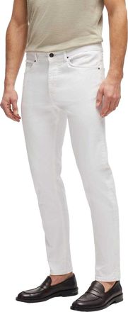 HUGO BOSS Heren effen taps toelopende jeans (Wit)