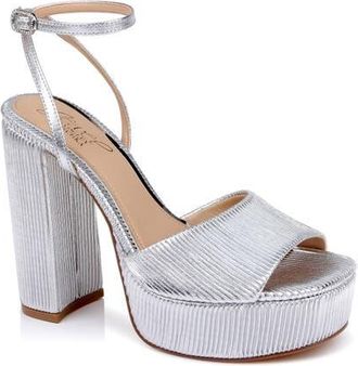 Badgley Mischka Bahari Platform Sandal in Silver Fabric at Nordstrom, Size 6.5