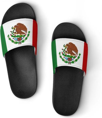 Generic Mexican Flag Shower Shoes Slipper for Women Men Beach Slippers Quick Drying Non Slip Open-Toe Sandals