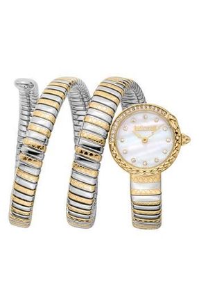 Just Cavalli Coiled Snake Bracelet Watch, 23mm in Silver /Gold at Nordstrom Rack