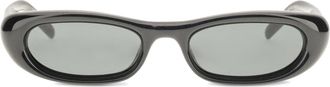 Saint Laurent Womens Oval Tortoiseshell Sunglasses Black Acetate