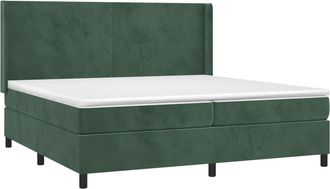 vidaXL Vidaxl - Cama Box Spring Colch&oacute;n Y Led Terciopelo Verde Oscuro 200x200cm