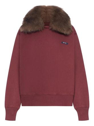Prada fur-collar sweatshirt - Red