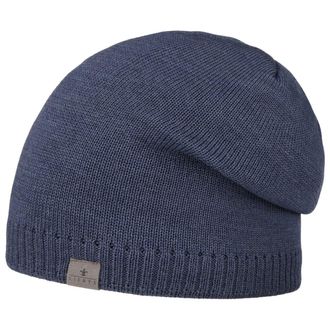 Lierys Fine Merino Oversize Beanie Hat Plain-Colored Lined with Fleece Made in Germany Unisex Autumn Winter Denim One Size