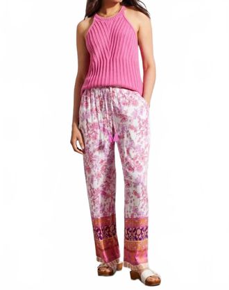 Tribal Preslie Printed Floral Border Pants In Daiquiri