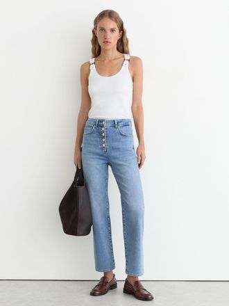 Reiss Light Blue Petite Straight-leg Cropped Jeans, 32