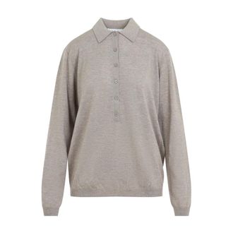 Frankie Shop Tala Knit V-Neck Polo - female - The Frankie Shop - Round-neck Knitwear - Gray - XS - Knitwear