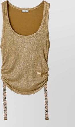 Burberry viscose tank top ruched straps check