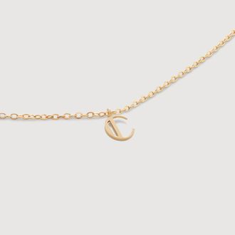 Monica Vinader Gold Mini Initial C Chain Necklace