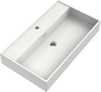 Marcel Breuer Gravity wastafel 80x46x2cm - 1 wasbak - 1 kraangat - mineraalmarmer - zijdeglans wit