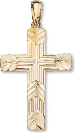 Palm Beach Jewelry 10k Yellow Gold Diamond-Cut Cross Pendant