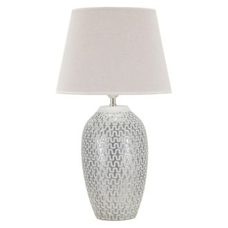Dmora L&aacute;mpara De Mesa Balosemo, Necesita 1 Bombilla, Casquillo E27, Pantalla, Blanca