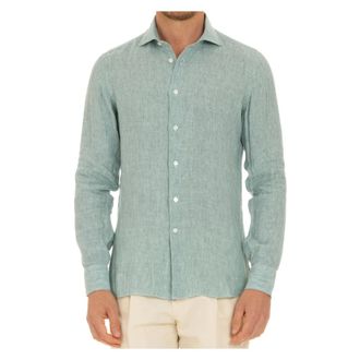 Borriello Delav&eacute; Linnen Overhemd - Heren - Casual Overhemden - Groen - 3XL - Linnen - Overhemden