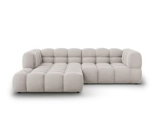 Cosmopolitan Design Sof&aacute; esquinero modular izquierdo 3 plazas de terciopelo beige claro