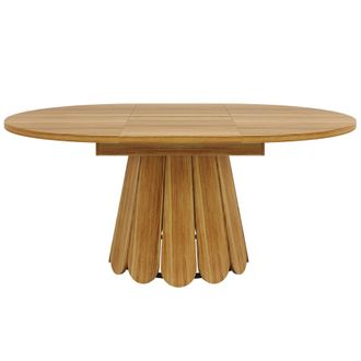 Urban Meuble Mesa de comedor redonda extensible en madera marr&oacute;n para 6 personas