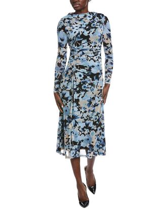 Anne Klein Ruched Mesh Midi Dress