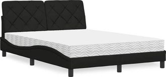 vidaXL Vidaxl - Cama Con Colch&oacute;n Tela Negro 140x190 Cm