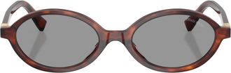 Miu Miu Sunglasses, female, Brown, Size: 50 MM Havana Mahogany Oval Sunglasses