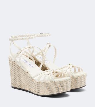 Jimmy Choo London Nyra braided leather espadrille wedges